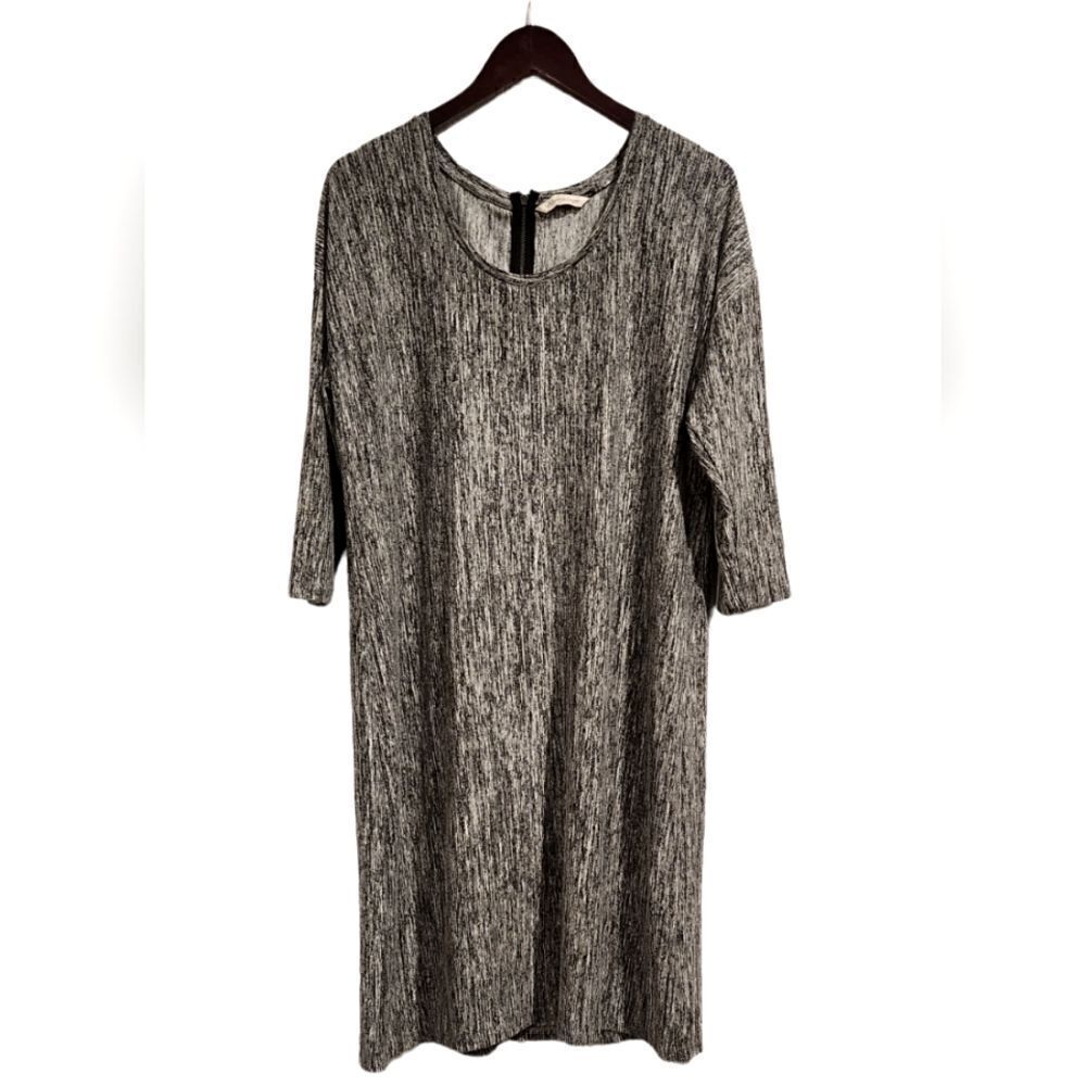 Soft Surroundings Space Dye Gray Longsleeve Midi Dress Large